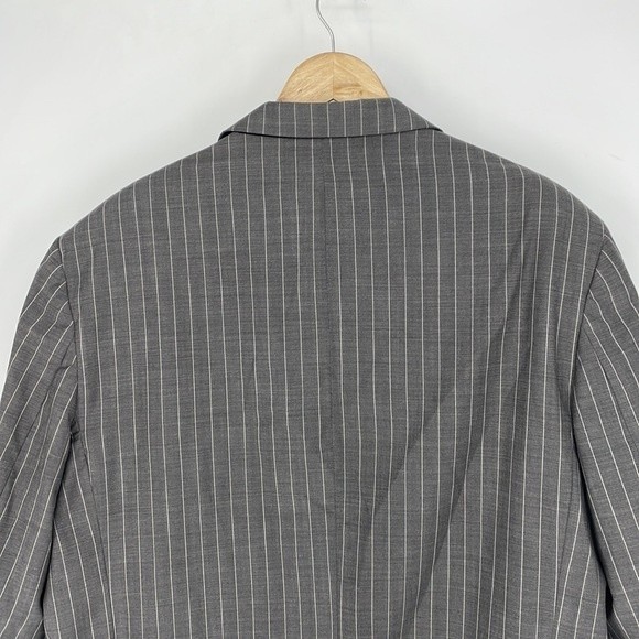 ADOLFO 36L men's gray wool mohair pinstripe blazer suit jacket sport coat - Picture 10 of 11